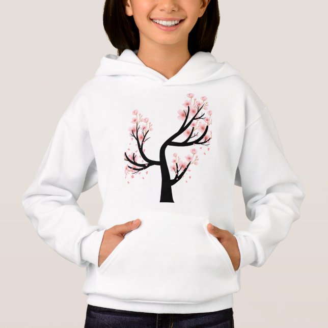 Crianças Cereja Árvore Pullover Hoodie (Frente)