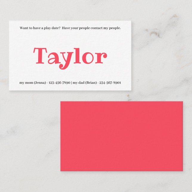 Crianças chamando de cartão para jogar com a garot (Frente/Verso)