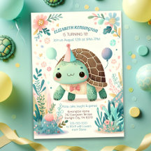 Crianças Cheias Convite de aniversário Tortoise