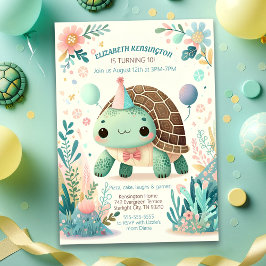 Crianças Cheias Convite de aniversário Tortoise