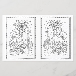 Crianças Coloração de Natal Página Animais Safari 