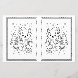 Crianças Coloração de Natal Página Bebê Raposa