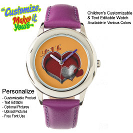 Crianças com aço inoxidável - Relógio de Couro Pur