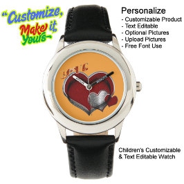 Crianças com aço inoxidável - Relógio Preto de Cou