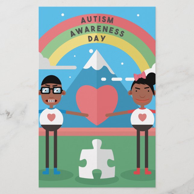 crianças com consciência de autismo negro (Frente)