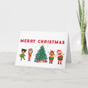 CRIANÇAS COMO CARTÃO DE NATAL DE MERRY