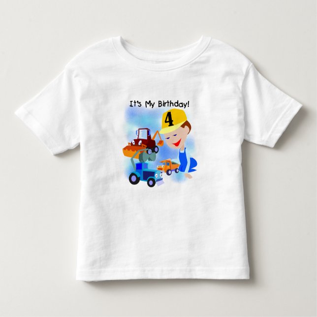 Crianças Construção 4º aniversário T-shirts e pres (Frente)