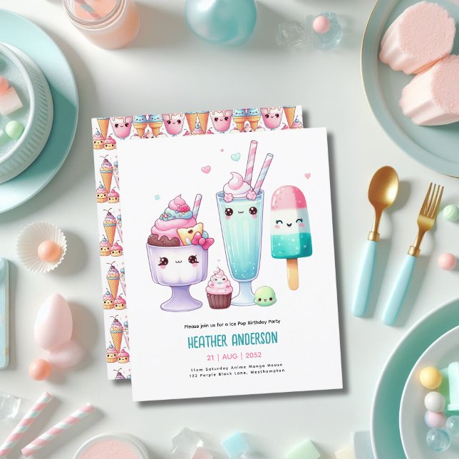 Crianças de aniversário do Sorvete de Pop de gelo  (Criador carregado)