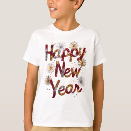 Crianças de camiseta feliz ano novo