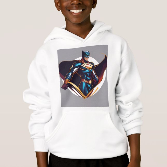 Crianças de logotipo de super-heróis Pullover Hood (Frente)