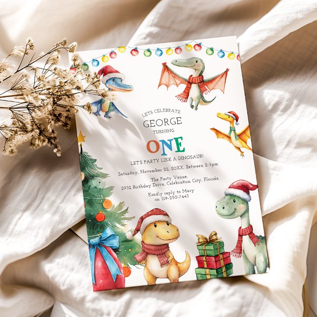 Crianças Dinossauro Primeiro Convite de aniversári (Criador carregado)