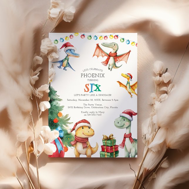 Crianças Dinossauro Sexto Convite de aniversário (Criador carregado)