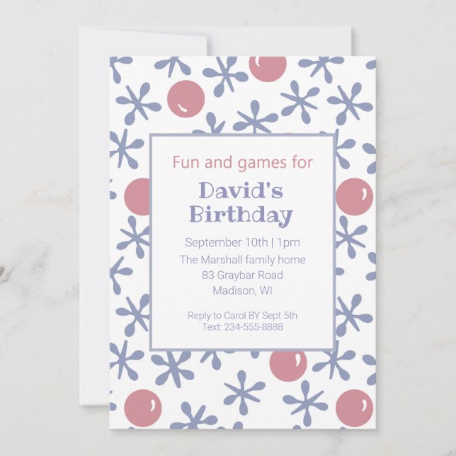 Crianças Diversão Jacks Jogo Aniversário Convite (Frente)