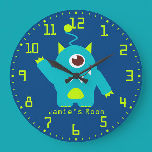 Crianças divertidas alienígena aqua azul e relógio
