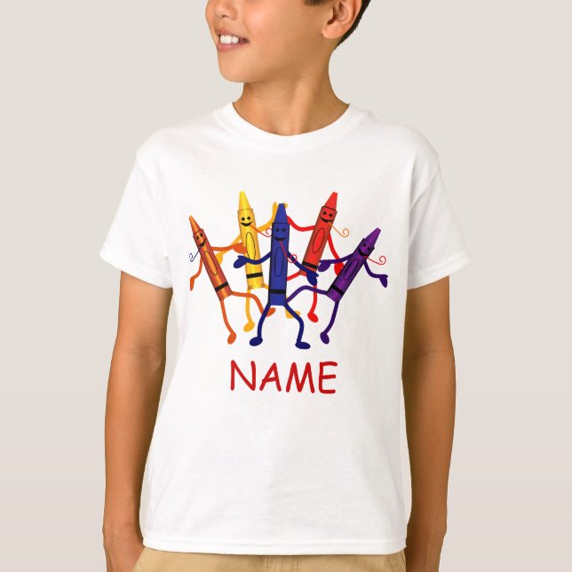 Crianças do Crayon Nome T-Shirt (Frente)