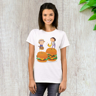 Crianças Em Hambúrgueres Comida T-Shirt