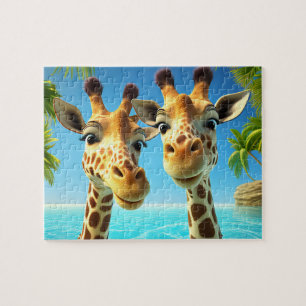 Crianças Girafas Jigsera Quebra-cabeça - Tropical