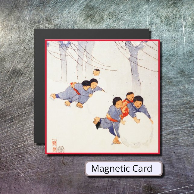 Crianças japonesas rolando grandes bolas de neve (Criador carregado)