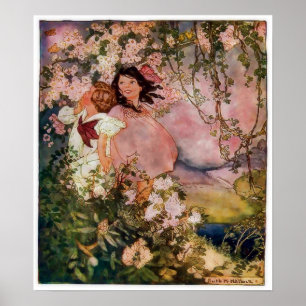Crianças jogam em feliz Poster do Springtime