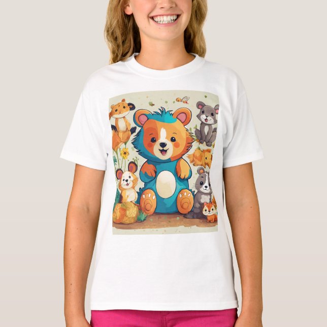 Crianças Jovens Design de Camisa Animal (Frente)