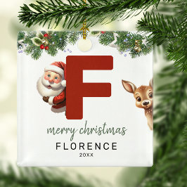 Crianças - Letra F Monograma - Árvore de Natal
