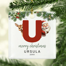 Crianças - Letra U Monograma, árvore de Natal