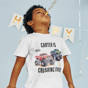 Crianças Monstros Caminhões Aniversário T-Shirt