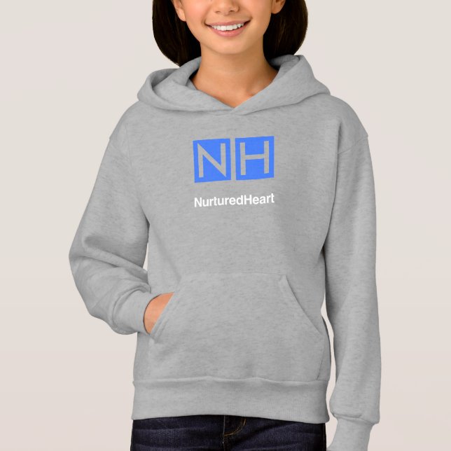 Crianças NHI Cinzas Pullover Hoodie com bolsos (Frente)