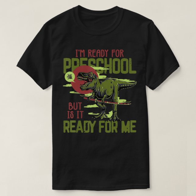 Crianças no primeiro dia de camisa pré-escolar par (Frente do Design)