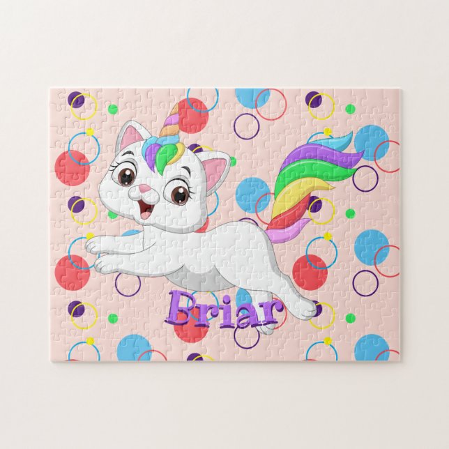 Crianças Nome Feliz Kittycorn Quebra-cabeça Learni (Horizontal)