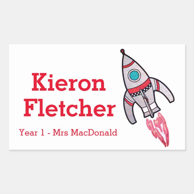 Crianças nomeadas de autocolantes de foguetes (Frente)