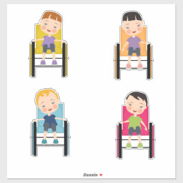 Crianças nos adesivos para cadeiras de rodas 4