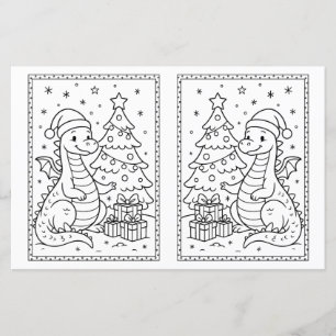 Crianças Página de Coloração de Natal Dinossauro