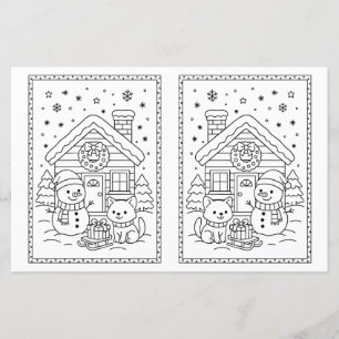 Crianças Página de Coloração de Natal Snowman