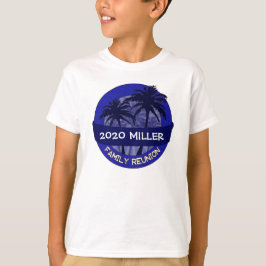 Crianças, palmeira azul, camisa de reunião de nome