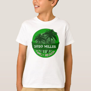 Crianças, palmeira verde, camisa de reunião de nom
