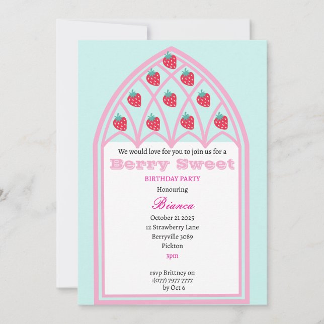 Crianças Personalizadas Berry Sweet Convite de fes (Frente)