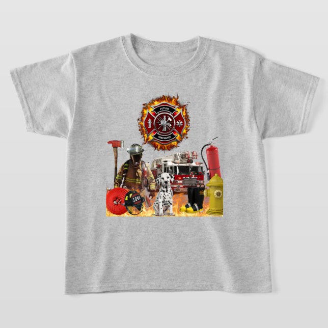 Crianças Personalizadas Futuro Bombeiro T-Shirt (Postura )
