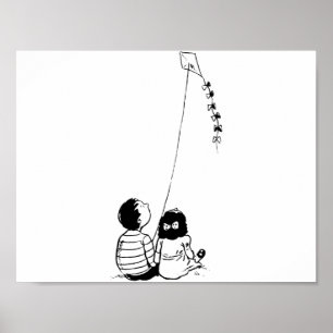 Crianças que voam um poster do papagaio