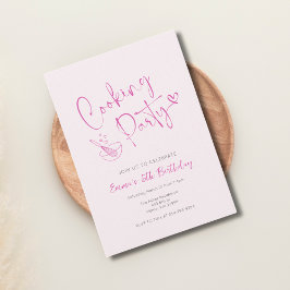 Crianças Rosa Cozinhar Convite de Aniversário Mode