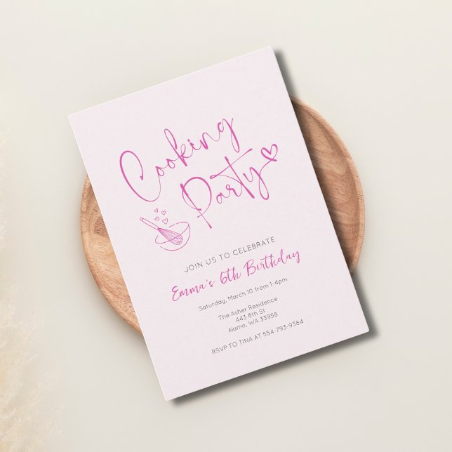 Crianças Rosa Cozinhar Convite de Aniversário Mode (Criador carregado)