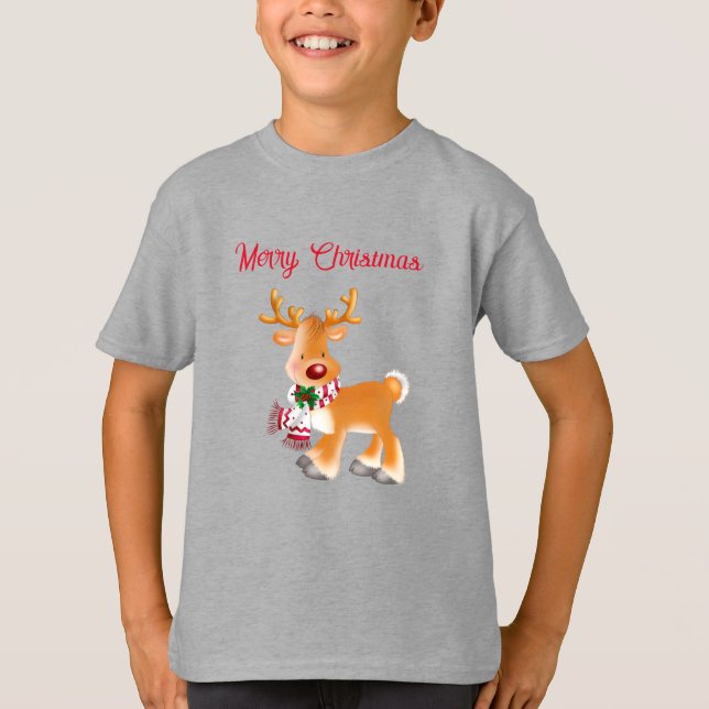 Crianças T-Shirt Holiday Rudolph (Frente)