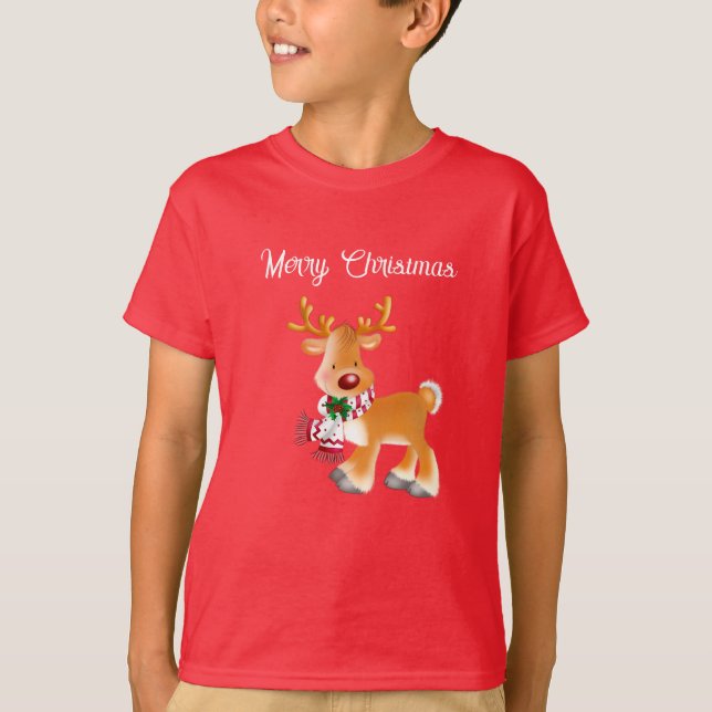 Crianças T-Shirt Holiday Rudolph (Frente)