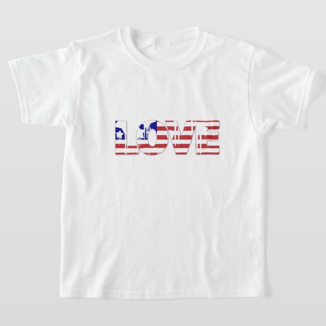 Crianças T-Shirt Patriotic Love (Postura )