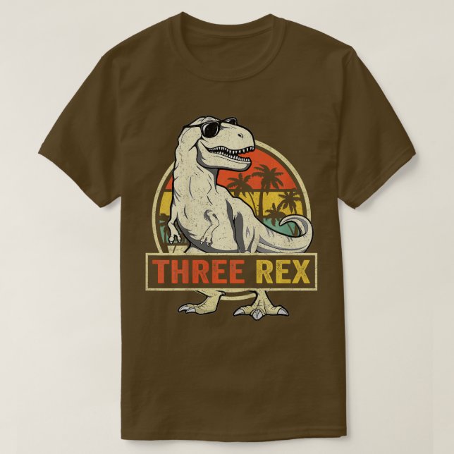 Crianças Três aniversário de 3 anos Rex Camisa Ter (Frente do Design)