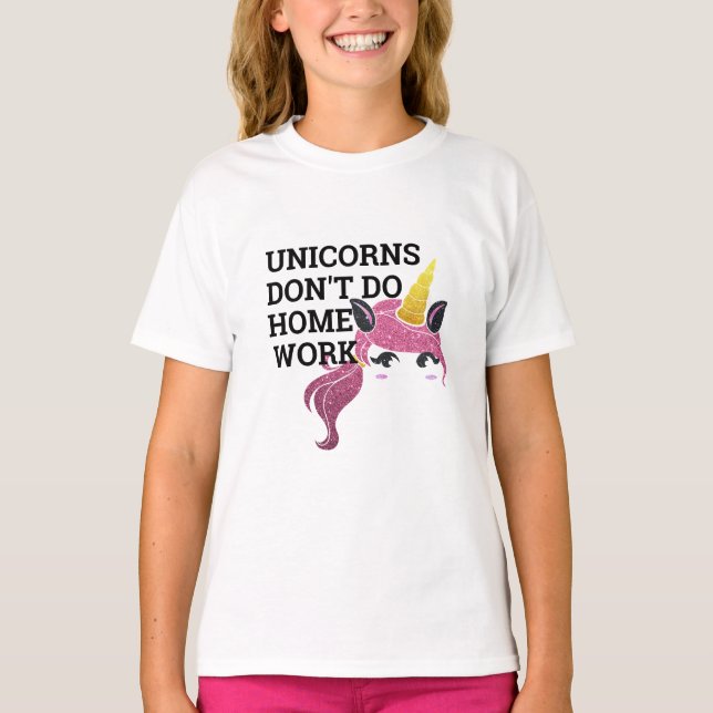 Crianças Unicorn T-Shirt - "Eu não faço trabalho d (Frente)