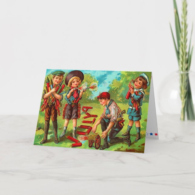 Crianças Vintage 4º do Cartão de Julho (Frente)