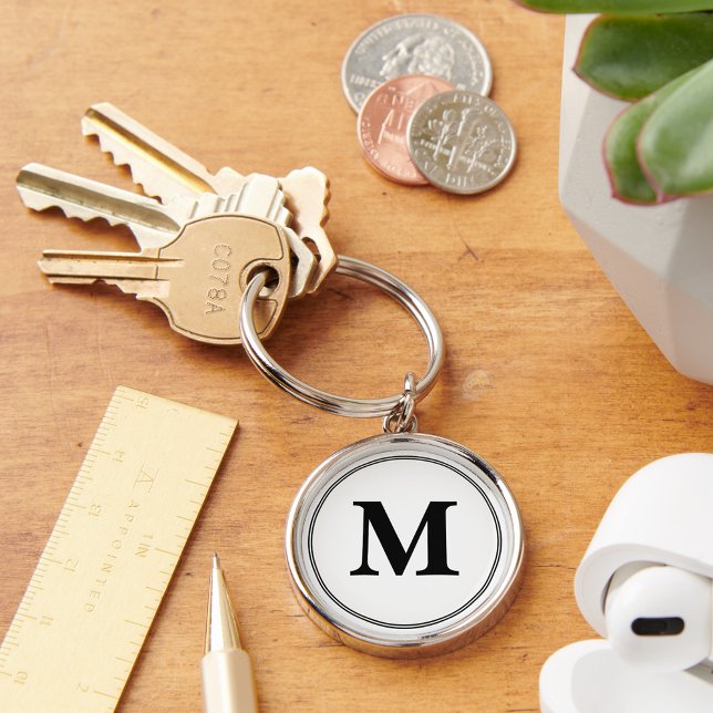 Criar Chaveiro de Monograma Preto e Branco Persona (Create Custom Black and White Monogram Keychain)