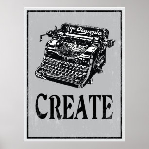 Criar: Poster retro da arte da máquina de escreve