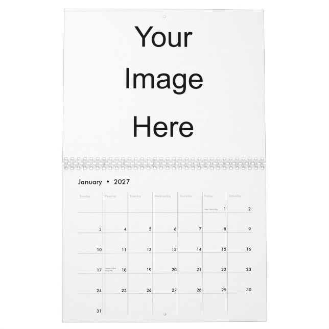 Criar seu próprio modelo do calendário da foto (Jan 2027)